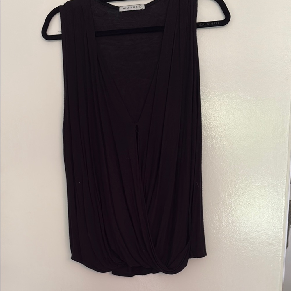 William B Black Draped Sleeveless Tank Top